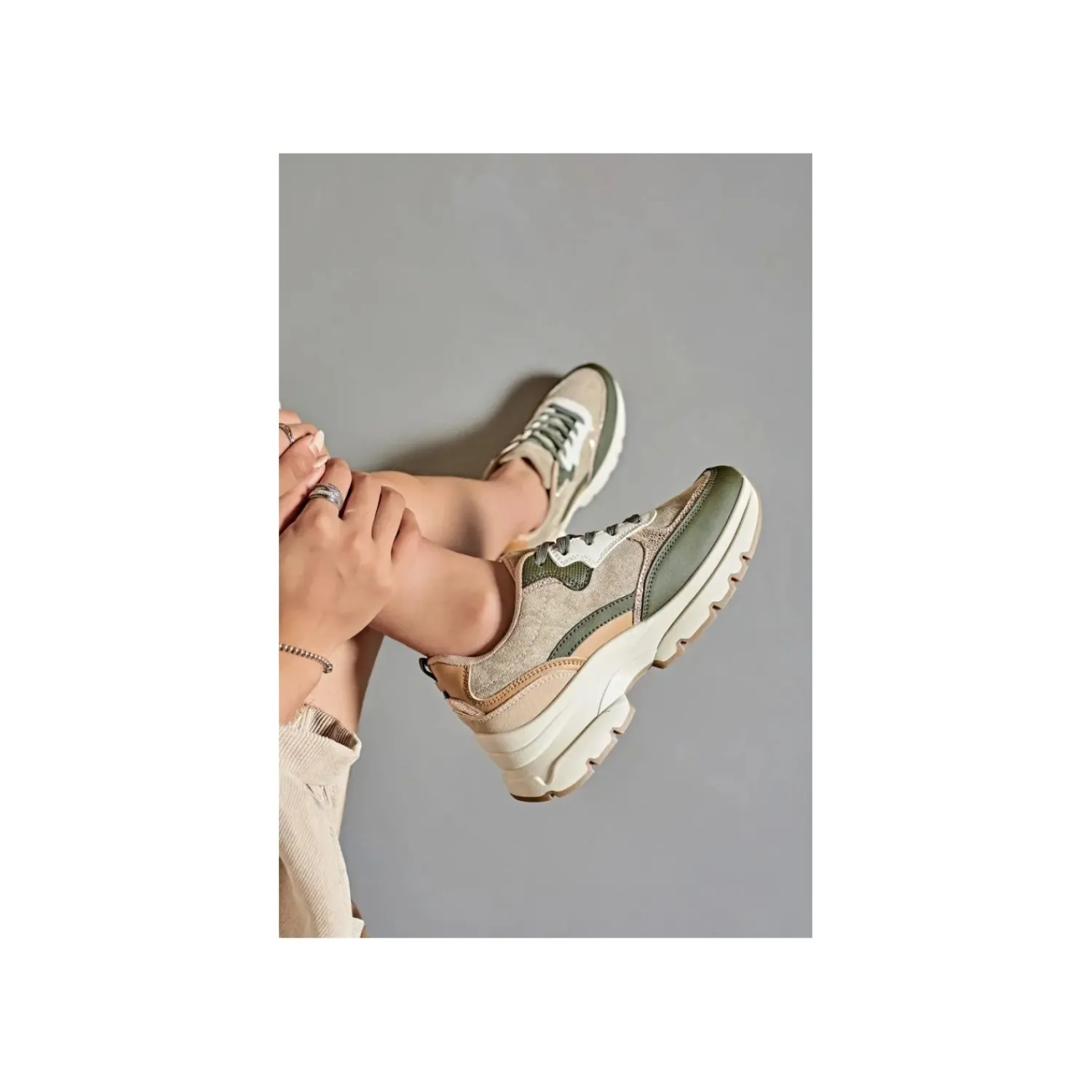 Lage Sneakers^Selected By La.ra Lage sneaker Kaki